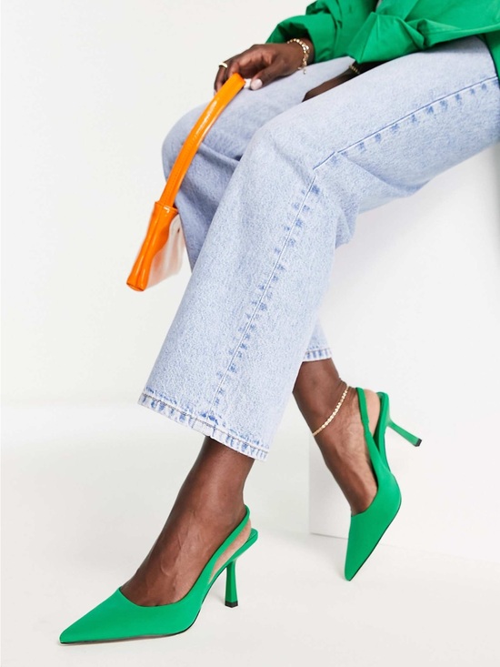 ASOS Shoes - ASOS Green Pointed Slingback Heels